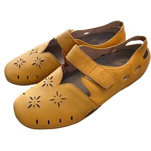 Propet Chickadee Maize Mustard Yellow Ortholite Leather Mary Janes Loafers 10M